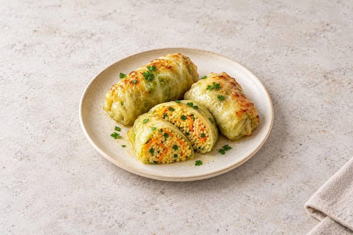 Cabbage rolls with millet and carrot