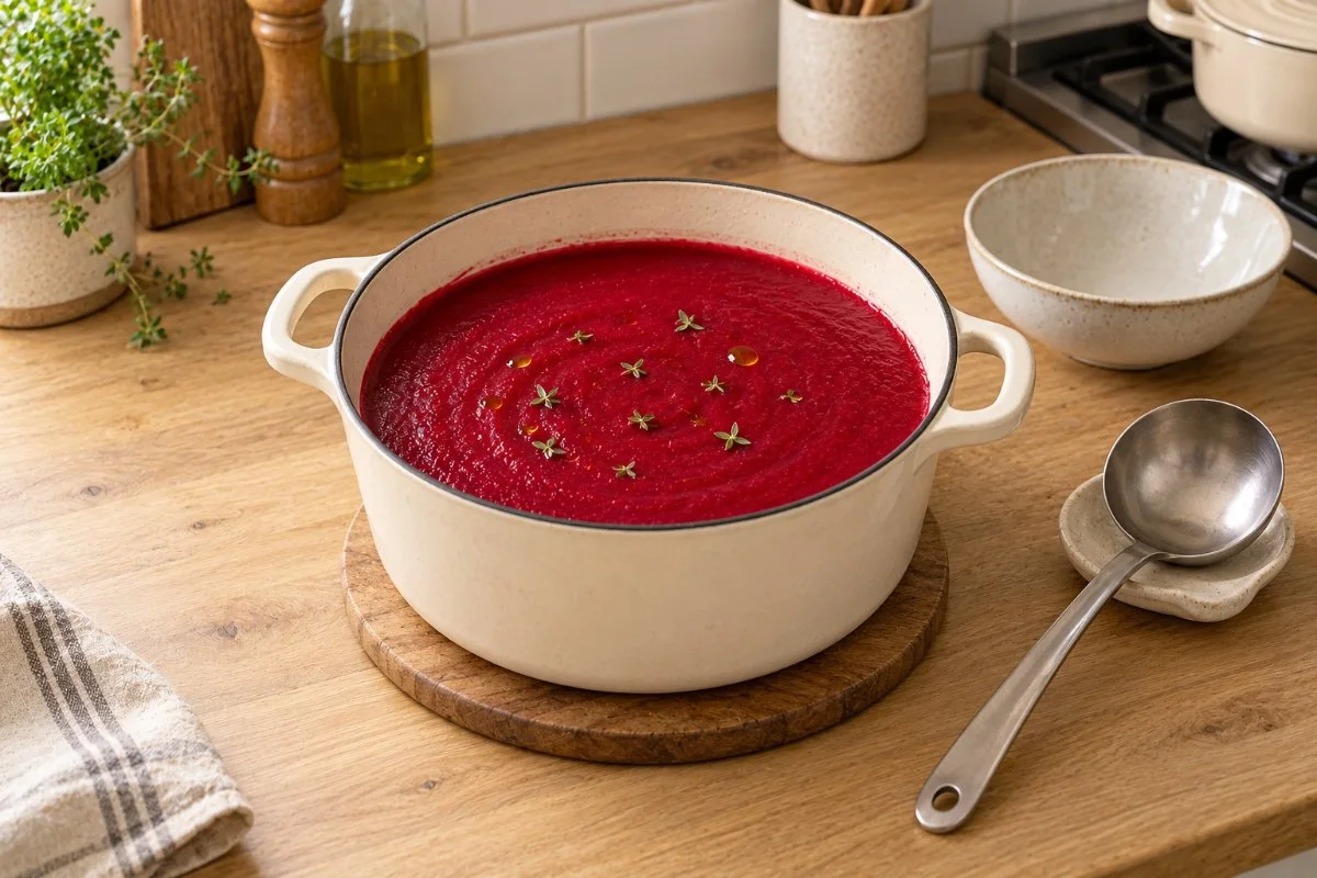 Roasted beetroot and apple soup