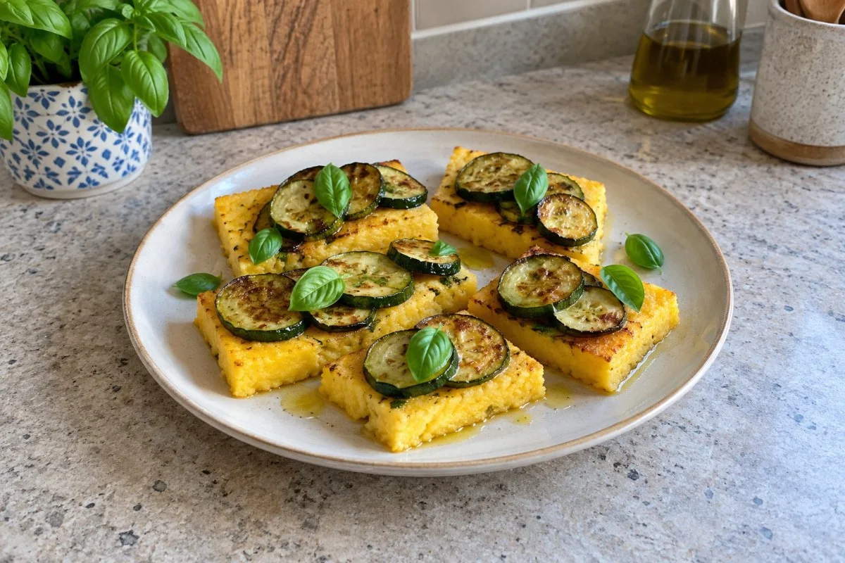 Zapečená polenta s cuketou a bazalkou
